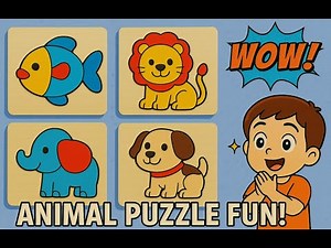 Colorful Animal Mini Puzzles for Kids | Dog, Lion, Elephant & Fish!