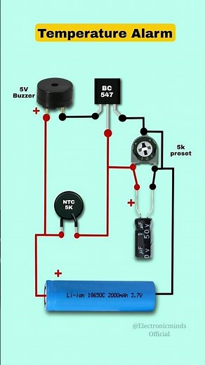 Temperature Alarm circuit 🔥
