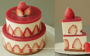 中字【治愈系】声控 | Cooking tree 免烤双层草莓芝士蛋糕