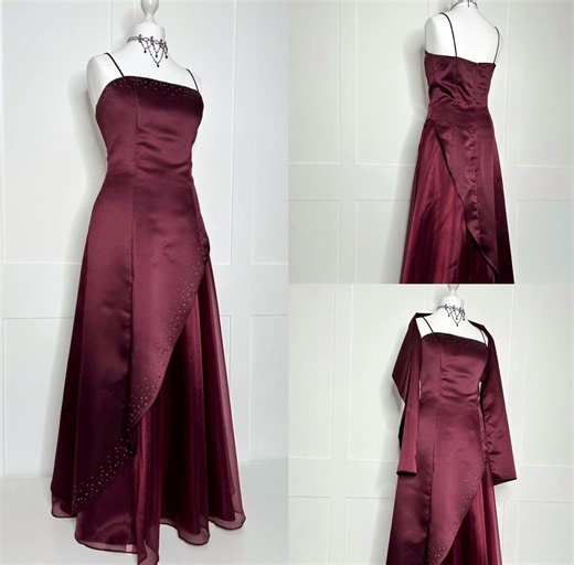 Vintage Prom Dress, Retro Graduation, 1990s Burgundy Dress, Evening, Formal, Party, Ball, Cruise, Black Tie, Special Occasion Dress UK 14 - Etsy UK