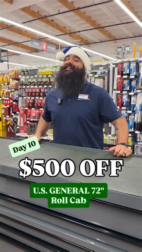 DAY 10 of 12 - Take $500 off the U.S. GENERAL 72” Roll Cab! PLUS, Take 40% off all U.S. General magnetic accessories & drawer organizers! Both deals are valid Sunday, 12/21 ONLY. Visit harborfreight.com for more details. | Harbor Freight