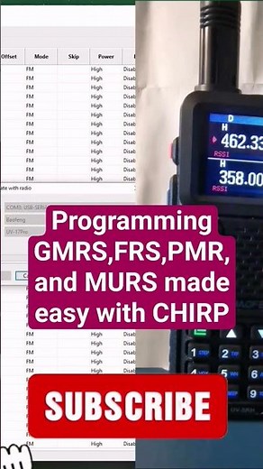 Programming GMRS,FRS,PMR, and MURS made easy with CHIRP