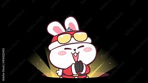 Santa Rabbit Animation: Popping Out from a Hole - Transparent Background