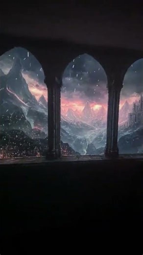 Virtual Window View 4k | Dark fantasy Sounds of rain | Relaxing medieval moonlit night in the forest