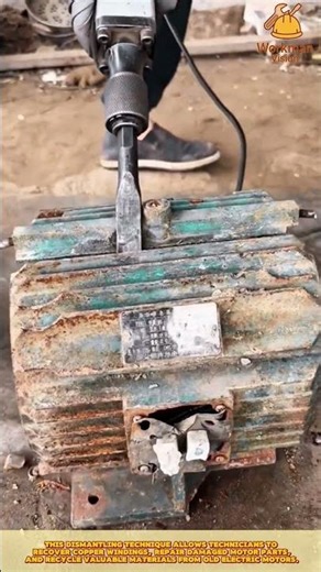 Removing Stator Core from Electric Motor Housing Using Chisel Tool