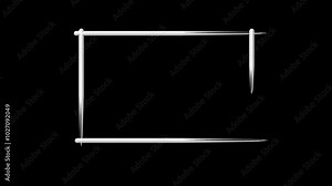 Rectangular, square frame self drawing animation. white line animated on black background.