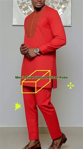 Men's African Cloth Robe Set, Long Sleeve Embroidered Blouse, Traditional Ethnic Pattern, Perfect for Weddings, Festivals, Gifts