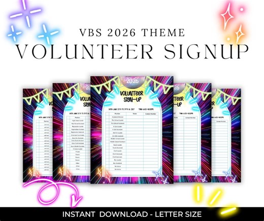 VBS 2026 Volunteer Sign up Sheet Canva PRO Template | Illumination Station Vacation Bible School Volunteer Form | Church Signup Printable - Etsy Canada
