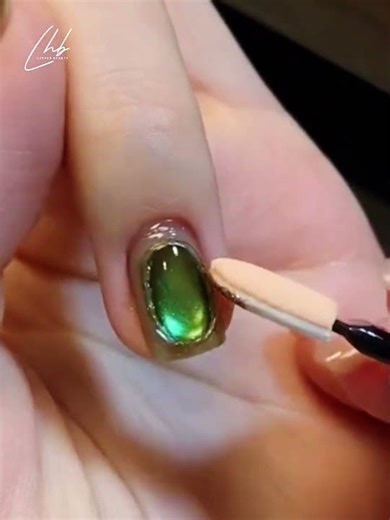 Emerald Green Gem Gold Frame Nail Tutorial | Luxury Vintage Design