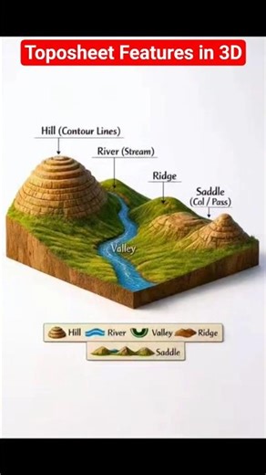 Toposheet Features in 3D | Hills, River, Ridge, Saddle & Peak Explained
