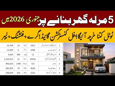 5 Marla Ghar Banane Ka Kharcha 2026 | 5 Marla House Construction Cost in Pakistan