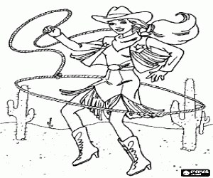 A cowgirl in the desert coloring page printable game
