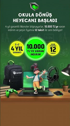 4 Yıl Garantili Monster Bilgisayarlar Seni Bekliyor!