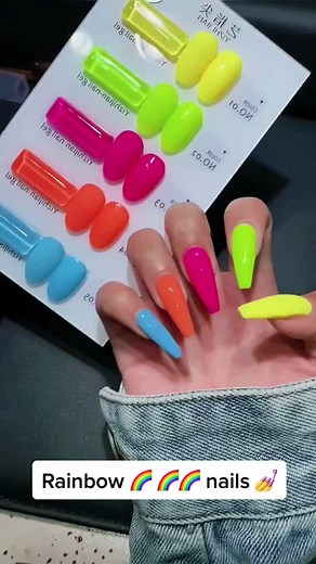 #nailtiktok rainbow 🌈 nails 💅#nailtutorials #nails #nailart #foryou #colornails #rednails #bluenails #yellownails #orangenails #greennails