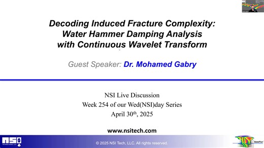 Wed(NSI)day - 4/30/25 - Decoding Induced Fracture Complexity: Water Hammer Damping Analysis with Continuous Wavelet Transform