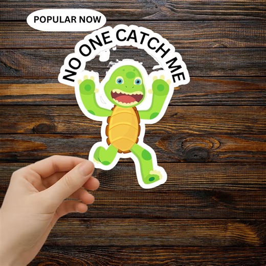 No One Catch Me Sticker, Funny Running Turtle Decal, Funny Meme Turtle , Relatable Panic Humor Sticker for Laptop - Etsy