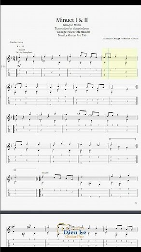 For Classical Guitar - George Frideric Handel - Minuet I & II (Baroque Music)