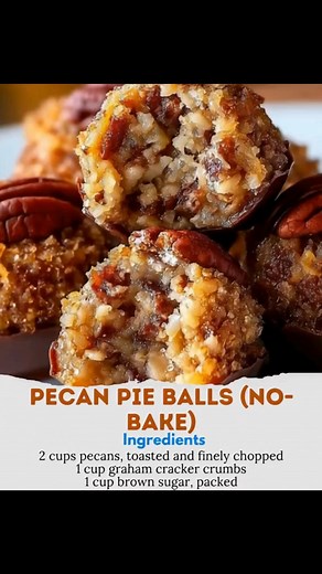 Pecan Pie Balls (No-Bake) Ingredients: - 2 cups pecans, toasted and finely chopped - 1 cup graham cracker crumbs - 1 cup brown sugar, packed - 1/2 teaspoon salt - 2 tablespoons maple syrup - 1/4 cup bourbon or apple juice - 1 teaspoon vanilla extract - 1/2 cup chocolate chips, melted (for dipping) Directions: 1. In a large bowl, combine the finely chopped pecans, graham cracker crumbs, brown sugar, and salt. 2. Stir in the maple syrup, bourbon or apple juice, and vanilla extract until the mixtur