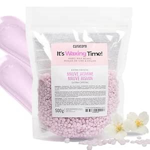 Curacoro Italian Wax Beans - 500g Hard Wax Beads for Full Body Hair Removal on Face, Body, Brazilian, Bikini, Legs, Underarms, Skin-Friendly Waxing Beads for Women & Men, Made in Italy (Mauve Jasmine)