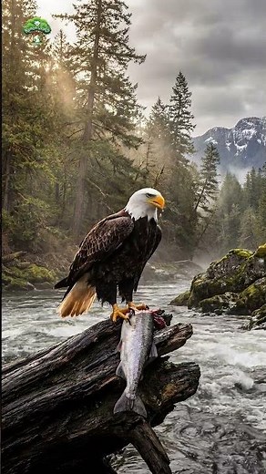 The majestic Bald Eagle enjoying its catch! 🦅🐟#BaldEagle #Eagle #Wildlife #Nature #Salmon #Predator