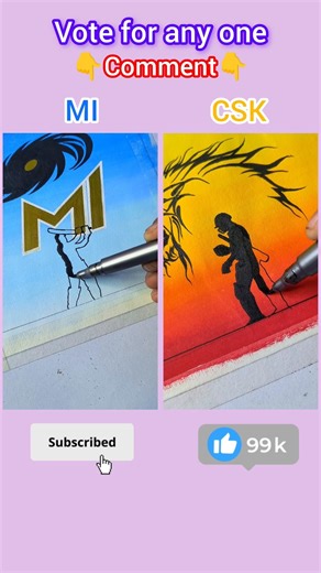 MI vs CSK Logo Drawing Challenge 😱😍 #art #shorts #ipl #csk #painting #drawing #viral