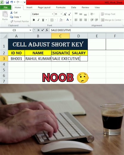 Excel Wala Gyan - Excel Cell Adjust in 5 Seconds 😱 | Interview Trick 🔥 #exceltips #exceltricks #vlog