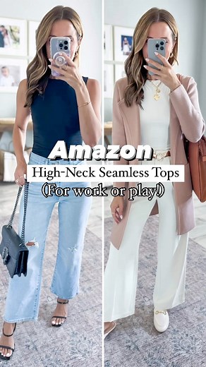 2.8K views · 15 reactions | New from Amazon! High-neck tank tops that are double-lined and not see-through  I love that you can wear these for work OR date night! Such a versatile piece to have in your closet for summer + fall﫶#datenightoutfit #datenight #businesscasual #teacheroutfit #workoutfit #workwear #summeroutfit #summerstyle #vacationoutfit #amazonfinds #founditonamazon #amazonmusthaves #amazonfashion | Lisa Robbins | Facebook