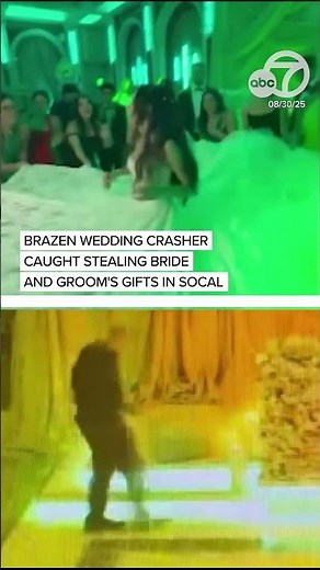 Brazen wedding crasher caught stealing bride and groom's gift in SoCal