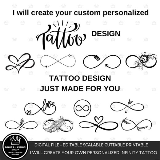 PERSONALIZED Infinity Tattoo Design Digital File, CUSTOM Infinity Tattoo Digital Design Just Made for You, Love Tattoo Anniversary Memorial - Etsy