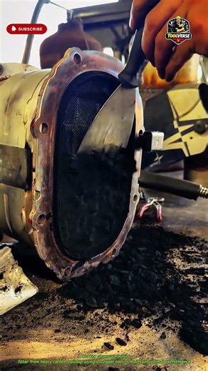 Cleaning a Machine Filter from Heavy Carbon Build-Up for Optimal Performance #tools