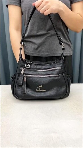 Large Capacity Soft Leather Black Crossbody | Elegant Shoulder Handbag for Everyday Use #shortsfeed
