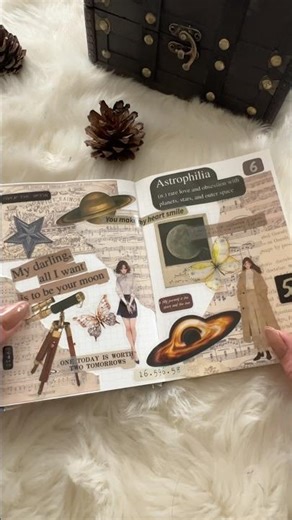 ASMR Journal Vintage Planets #journaling #scrapbook #junkjournal 🪐