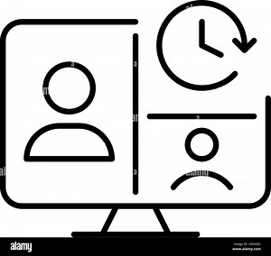 Live group video conference and clock on computer monitor. Schedule virtual meeting or online lesson. Pixel perfect vector icon Stock Vector Image & Art - Alamy