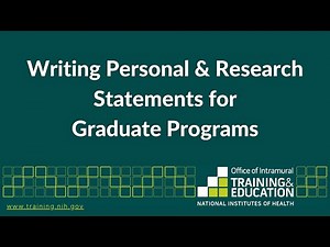 Writing Personal & Research Statements for Graduate Programs (2022)