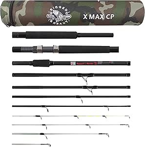 Rigged & Ready X Series Travel Fishing Rods. 6 Super Compact, Multi-Functional, Portable, Spin, Bass, Carp, Lure, Float, Fly Combos + Poles. 4 or 6 Tips & 5 to 25 Techniques Freshwater & Saltwater