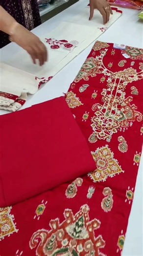 Mābelita on Instagram: "Pure cotton unstitched suits available at Mābelita . . Ruby Red color . . Full detailing check video . . . DM to order or visit our store 📍Shop no.3, Green Park opposite Rinku confectionery Mahesh nagar Ambala cantt Haryana"
