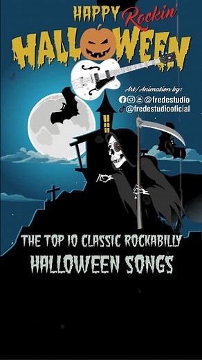 🎃👻 Happy Halloween, rockers! The Top 10 Classic Rock Halloween Songs-Animation🎸🎶 Get ready for a spooky celebration with our Top 10 Classic Rockabilly Halloween Songs! Let's crank up the volume and dive into these legendary tunes perfect for a hauntingly good time. Turn it up loud and let the rock and roll chills begin! 🎸🕸️ Art/Animation by Fred Estúdio #Halloween #halloweenrocks #rockabilly #rocknroll | Fred Estúdio