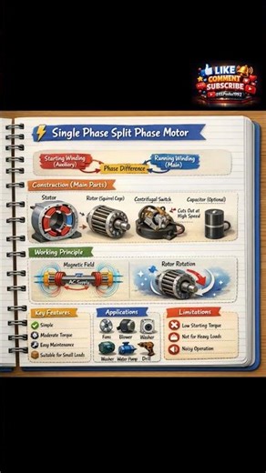 Single Phase Split Phase motor #motorbasics#engineeringconcepts#easylearning#technicaleducation#yt