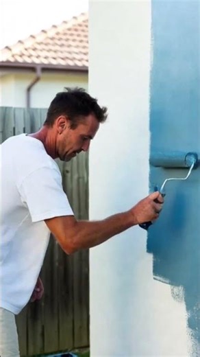 The process of painting walls using simple carpentry tools #shorts