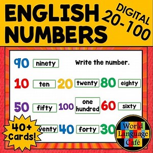NUMBERS 20-100 BOOM CARDS English Boom Cards ESL ENL ELL EFL EDL Task Cards