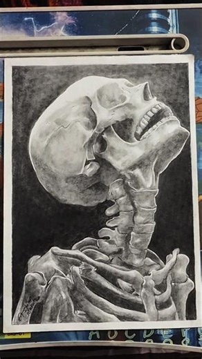 💀 Skeleton drawing #art #drawing #horror #shorts #realistic #draw #music #viral #sketch #trending