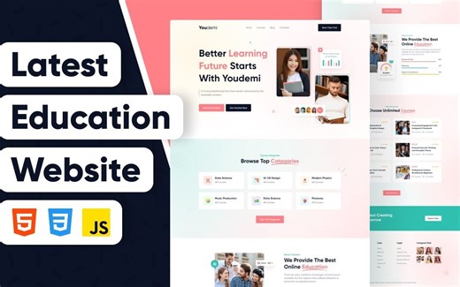 【代码】如何使用 HTML CSS JavaScript 制作响应式教育网站
