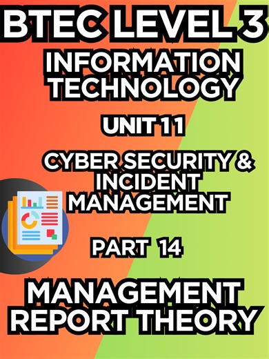 BTEC Level 3 IT - Unit 11 - Cyber Security - Paper B ｜ Part 14 - Activity 5 ｜ MANAGEMENT REPORT This video explains how to complete the Management Report for Activity 5 in Paper B of Unit 11. Learn how to structure a professional report, summarise forensic findings, assess impact, and make clear recommendations that meet Pearson exam criteria. Perfect for Paper B revision and students targeting Merit and Distinction grades. 🔗 Connect with RonsTechHub: 📘 Facebook: https://www.facebook.com/profi