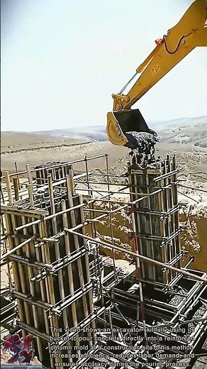 Excavator pouring concrete columns || Construction methods