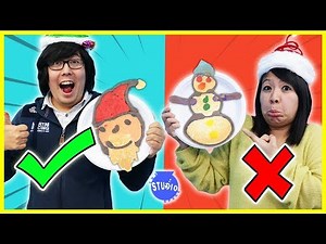 Christmas Pancake Art Challenge! Learn to Make DIY Pancake Art!!!