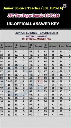 JST Paper 11-4- 2026 UN-OFFICIAL Answer Keys | STS IBA Sukkur #foryou #shorts #iba #trending #viral