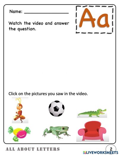 Letter A : Introduction worksheet