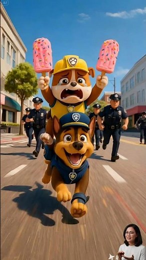 Rubble And Chase Paw Patrol Chased By Hungry Cops #pawpatrol #cartoonforkids #funnycartoon