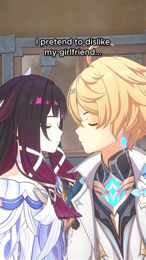 Bro pretends to dislike his girlfriend 💀 #genshinimpact #hoyocreators #columbina #aether
