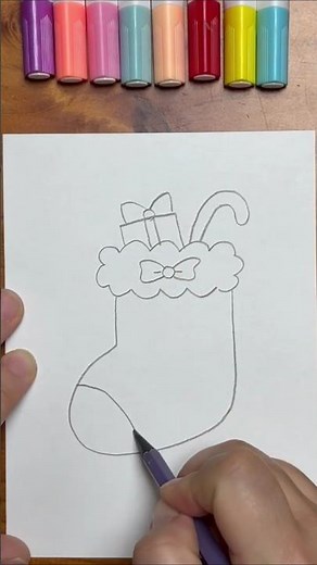 Cute Christmas Stocking Drawing 🎄🧦 Easy Holiday Art Tutorial